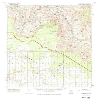 YellowMaps Havasupai Point AZ topo map, 1:62500 Scale, 15 X 15 Minute, Historical, 1962, Updated 1984, 21.3 x 16.7 in - Tyvek
