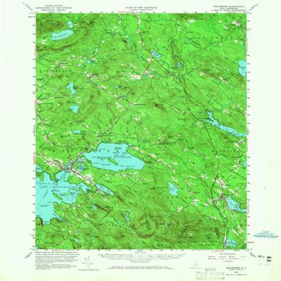 YellowMaps Wolfeboro NH topo map, 1:62500 Scale, 15 X 15 Minute, Historical, 1958, Updated 1965, 20.8 x 17 in - Tyvek