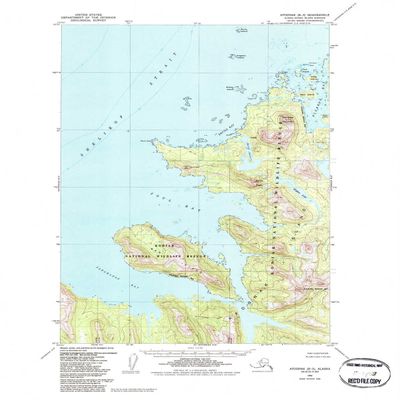 YellowMaps Afognak B 3 AK topo map, 1:63360 Scale, 15 X 15 Minute, Historical, 1954, Updated 1987, 21.7 x 18 in - Tyvek