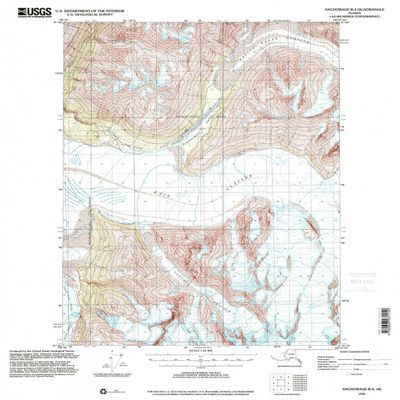 YellowMaps Anchorage B 4 AK topo map, 1:63360 Scale, 15 X 15 Minute, Historical, 1994, Updated 2001, 21.4 x 18 in - Tyvek