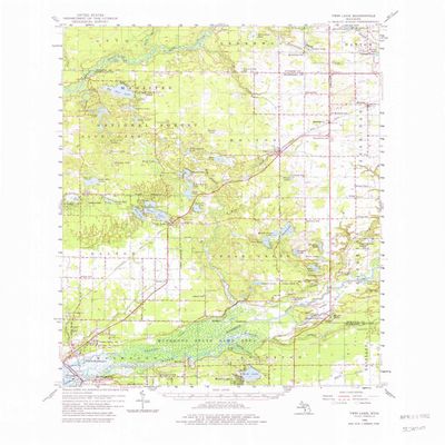 YellowMaps Twin Lake MI topo map, 1:62500 Scale, 15 X 15 Minute, Historical, 1958, Updated 1982, 21.7 x 17.9 in - Tyvek
