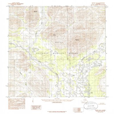 YellowMaps Arctic B 3 AK topo map, 1:63360 Scale, 15 X 15 Minute, Historical, 1983, Updated 1986, 21.8 x 18.1 in - Tyvek