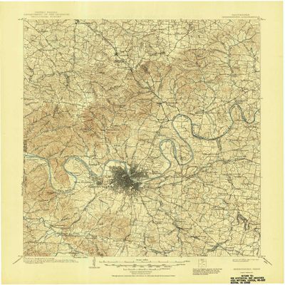 YellowMaps Greenbrier TN topo map, 1:125000 Scale, 30 X 30 Minute, Historical, 1903, Updated 1945, 21 x 17 in - Tyvek