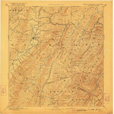 YellowMaps Beverly WV topo map, 1:125000 Scale, 30 X 30 Minute, Historical, 1892, Updated 1922, 20 x 16.5 in - Tyvek