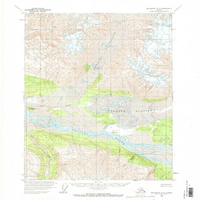 YellowMaps McCarthy A 3 AK topo map, 1:63360 Scale, 15 X 15 Minute, Historical, 1959, Updated 1969, 20.9 x 17.1 in - Tyvek