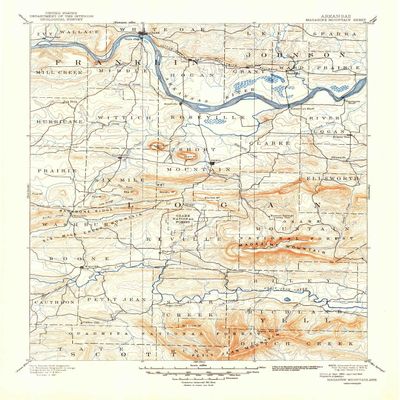 YellowMaps Magazine Mountain AR topo map, 1:125000 Scale, 30 X 30 Minute, Historical, 1890, Updated 1949, 20.7 x 17.1 in - Tyvek