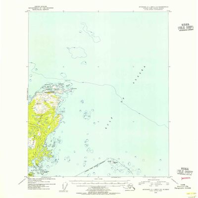 YellowMaps Afognak C 1 and C 2 AK topo map, 1:63360 Scale, 15 X 15 Minute, Historical, 1954, Updated 1955, 20.8 x 17 in - Tyvek