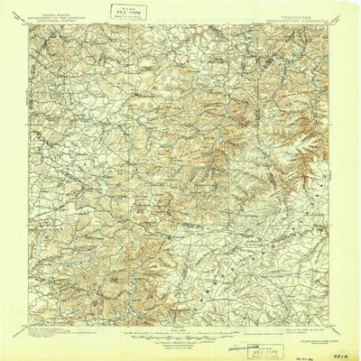 YellowMaps Standingstone TN topo map, 1:125000 Scale, 30 X 30 Minute, Historical, 1898, Updated 1945, 20.9 x 17.1 in - Tyvek