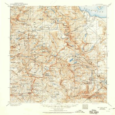 Mt Lyell CA topo map, 1:125000 Scale, 30 X 30 Minute, Historical, 1901, Updated 1950, 20.8 x 16.5 in - Tyvek