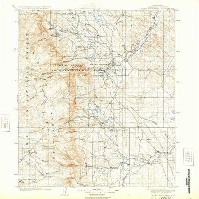 YellowMaps Fort McKinney WY topo map, 1:125000 Scale, 30 X 30 Minute, Historical, 1903, Updated 1924, 19.8 x 16.1 in - Tyvek