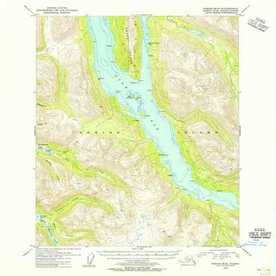 YellowMaps Kodiak B 6 AK topo map, 1:63360 Scale, 15 X 15 Minute, Historical, 1954, Updated 1955, 20.8 x 17 in - Tyvek