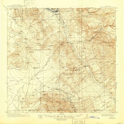 YellowMaps Winkelman AZ topo map, 1:125000 Scale, 30 X 30 Minute, Historical, 1913, Updated 1946, 20.7 x 16.9 in - Tyvek