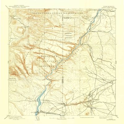YellowMaps Santa Clara NM topo map, 1:125000 Scale, 30 X 30 Minute, Historical, 1892, Updated 1940, 20.3 x 16.6 in - Tyvek