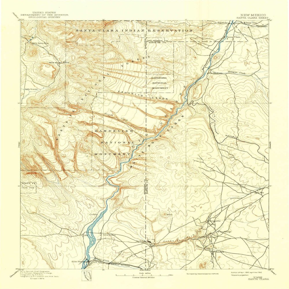 YellowMaps Santa Clara NM topo map, 1:125000 Scale, 30 X 30 Minute, Historical, 1892, Updated 1940, 20.3 x 16.6 in - Tyvek
