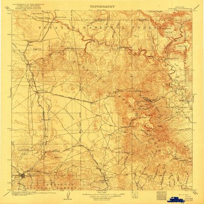 YellowMaps Jerome AZ topo map, 1:125000 Scale, 30 X 30 Minute, Historical, 1905, Updated 1922, 19.9 x 16.3 in - Tyvek