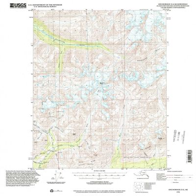 YellowMaps Anchorage D 6 AK topo map, 1:63360 Scale, 15 X 15 Minute, Historical, 1994, Updated 2002, 21.5 x 18 in - Tyvek