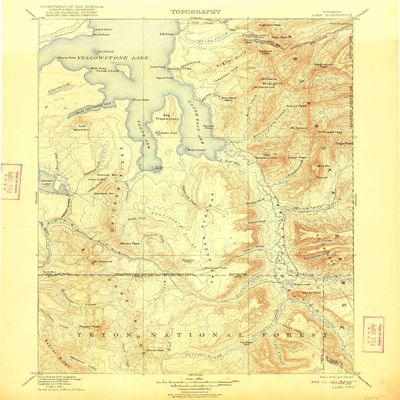 YellowMaps Lake WY topo map, 1:125000 Scale, 30 X 30 Minute, Historical, 1911, Updated 1922, 19.7 x 16 in - Tyvek