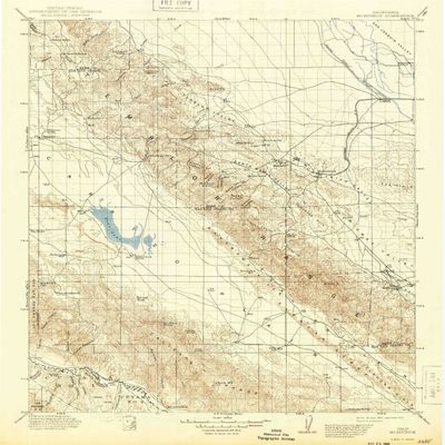 YellowMaps McKittrick CA topo map, 1:125000 Scale, 30 X 30 Minute, Historical, 1912, Updated 1943, 19.8 x 16.5 in - Tyvek