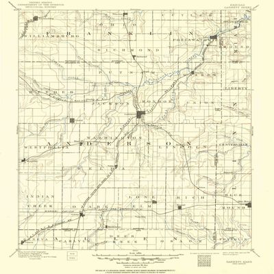 YellowMaps Garnett KS topo map, 1:125000 Scale, 30 X 30 Minute, Historical, 1894, Updated 1951, 19.99 x 16.25 in - Tyvek