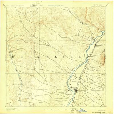 YellowMaps Albuquerque NM topo map, 1:125000 Scale, 30 X 30 Minute, Historical, 1893, Updated 1932, 20 x 16.5 in - Tyvek