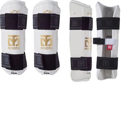 MOOTO Korea Taekwondo Extera Protector Forearm & Shin One Set White TKD Martial Arts Protection Gear (S(Forearm+Shin))