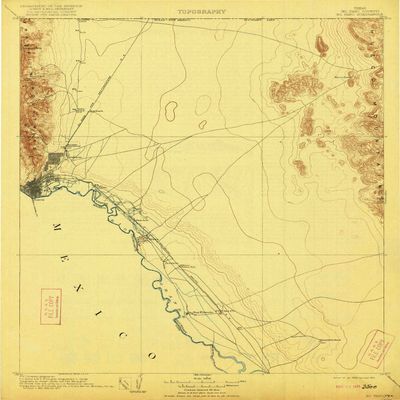YellowMaps El Paso TX topo map, 1:125000 Scale, 30 X 30 Minute, Historical, 1908, Updated 1921, 19.7 x 16.4 in - Tyvek
