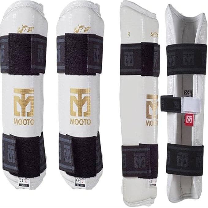 MOOTO Korea Taekwondo Extera Protector Forearm & Shin One Set White TKD Martial Arts Protection Gear (XL(Forearm+Shin))
