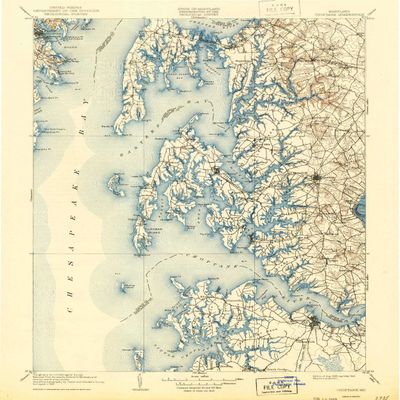 YellowMaps Choptank MD topo map, 1:125000 Scale, 30 X 30 Minute, Historical, 1908, Updated 1943, 19.8 x 16.5 in - Tyvek