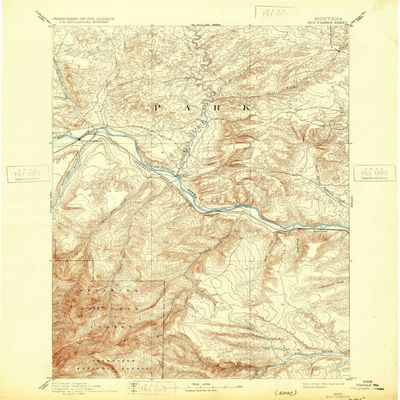 YellowMaps Big Timber MT topo map, 1:125000 Scale, 30 X 30 Minute, Historical, 1893, Updated 1931, 19.9 x 16.6 in - Tyvek