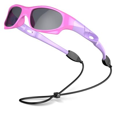 VATTER Kids Polarized Sunglasses UV400 Protection for Boys Girls Shatterproof Lightweight Baseball Sports Glasses for Outdoor 816 pink purple (gray lens)