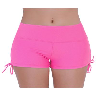 Alvivi Women's Swimwear Beach Boyshorts Adjustable Ties Lace-up Ruffled Bottoms Yoga Pants Hot Pink Medium