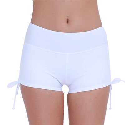 Alvivi Women's Swimwear Beach Boyshorts Adjustable Ties Lace-up Ruffled Bottoms Yoga Pants White XX-Large