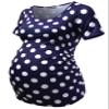 Casual Maternity Floral Shirts Tops Short Sleeve Ruched Sides Mama Pregnancy Blouses Clothes,M view 1
