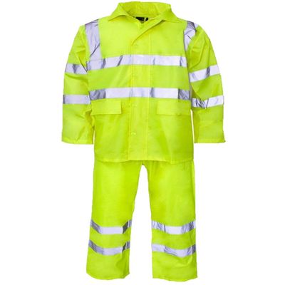 MA ONLINE Adults Hi Vis Collared Neck PVC Rainsuit Womens Reflective Front Zip up Rain Wear Dress Yelow 4X Large