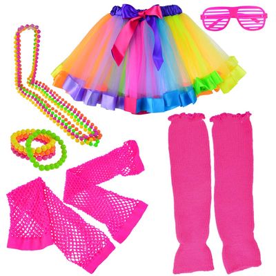 Miayon 1980s Outfits Clothes Shirts Dress for Girl Neon