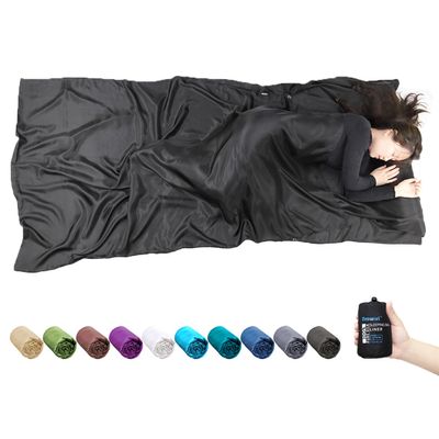 Browint Silk Sleeping Bag Liner, Silk Sleep Sheet, Sack, Extra Wide 87"x43", Lightweight Travel and Camping Sheet for Hotel, More Colors for Option, Reinforced Gussets, Pillow Pocket