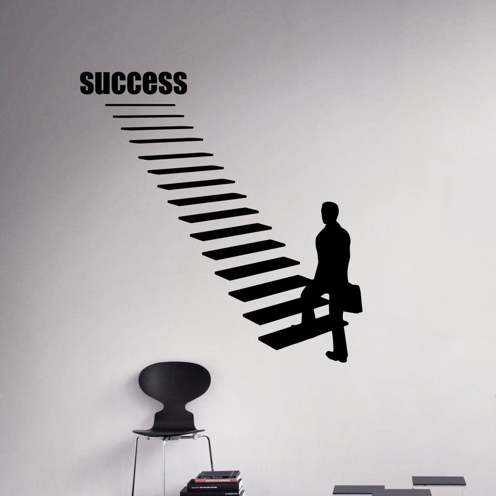 Success Motivational Career Ladder Wall Decal Vinyl Sticker Stairs Wall Art 2(nwg)
