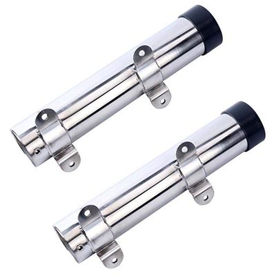 Amarine Made 2Pcs Boat Fishing Rod Holder, Stainless Steel Fishing Pole Holder, Side / Transom Mounted Rod Holders with Weld Brackets, Suitable for Kayak - 7643sh1