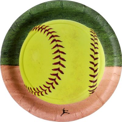 Club Pack Girl's Fastpitch Softball Printed 7in Paper Plates Box of 96