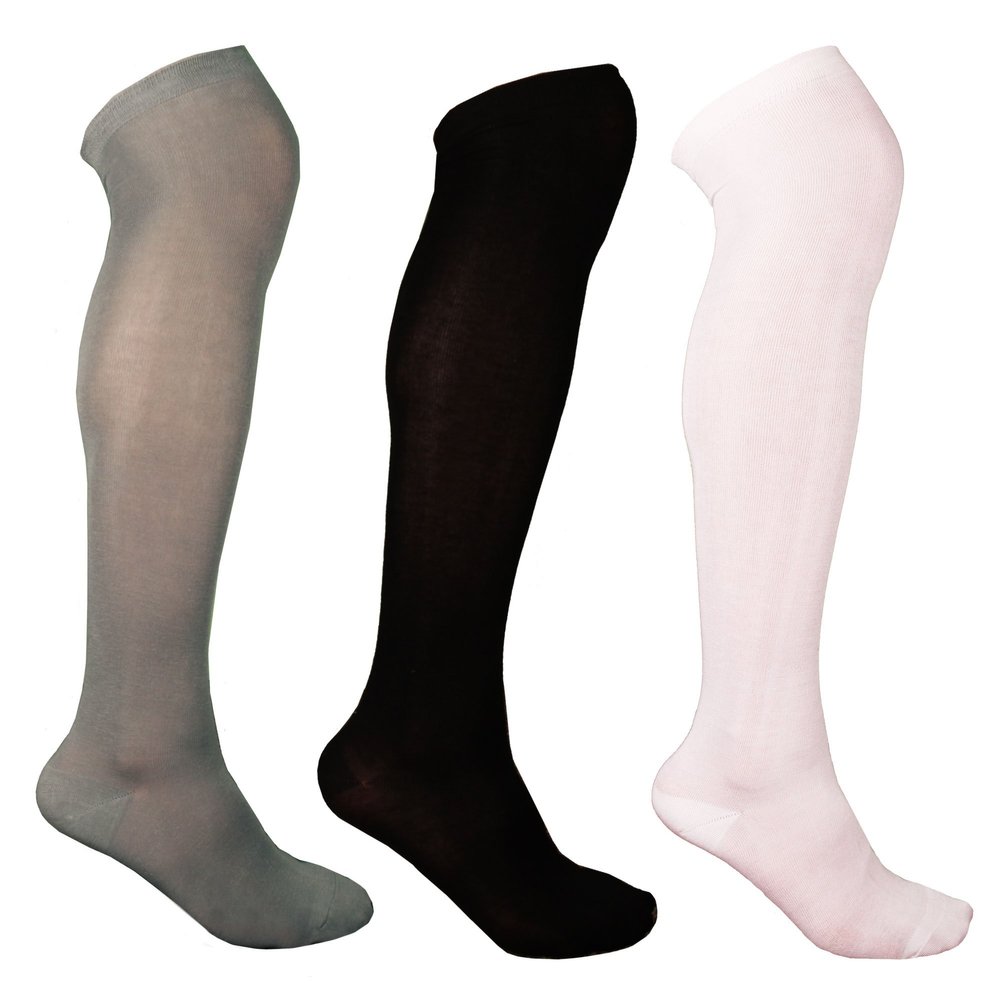 BambooMN Women's Medium/Large Rayon From Bamboo Fiber Knee High Socks - Assortment A - 3prs, Size 4-9