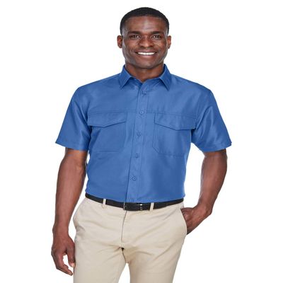 Harriton Men's Key West Short-Sleeve Performance Staff Shirt S POOL BLUE