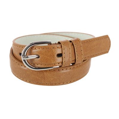 CTM Kid's Leather 1 inch Basic Dress Belt, Xlarge, Tan