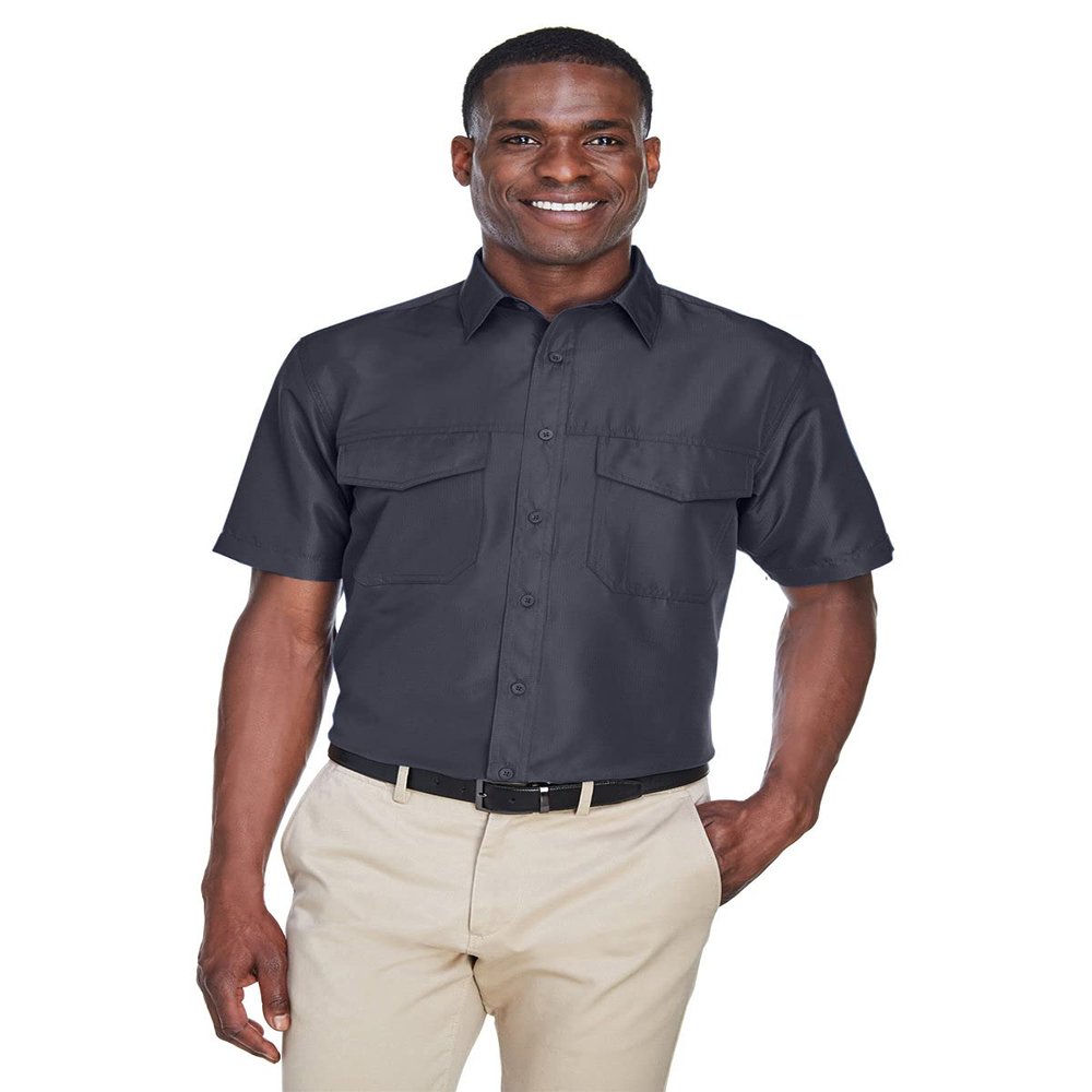 Harriton Men's Key West Short-Sleeve Performance Staff Shirt 2XL DARK CHARCOAL