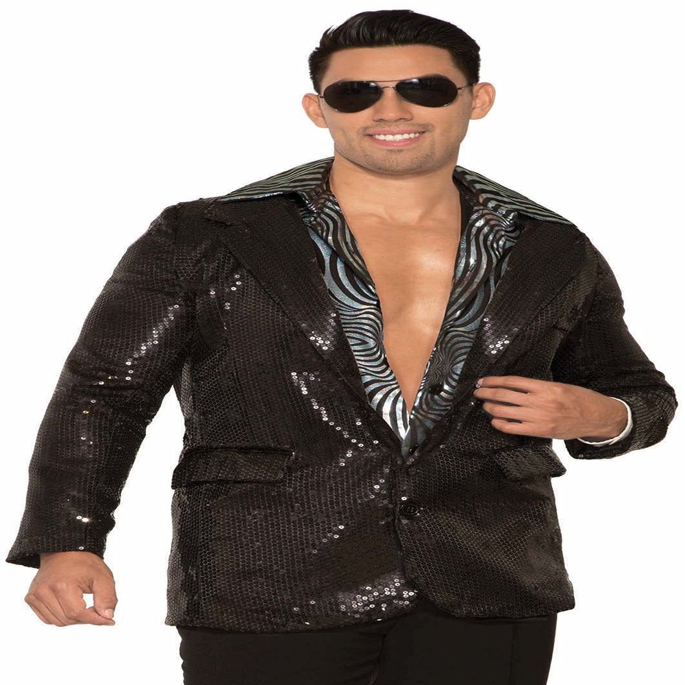 Forum Unisex-Adult's Plus Size Disco Sequin Blazer, Black, X-Large