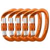 Locking Carabiner - 25kN 5600lb Climbing Carabiner Screw Gate D Shape Carabiner Orange (Pack of 5) view 1