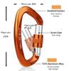 Locking Carabiner - 25kN 5600lb Climbing Carabiner Screw Gate D Shape Carabiner Orange (Pack of 5) view 4