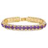 PalmBeach Goldtone Round Simulated Birthstone and Round Crystal, Tennis Bracelet (10mm), Fold Over Clasp, 7 inches Month 2 view 1