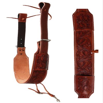 Challenger Tack Horse Western Tooled Floral Leather Rear Flank Back Saddle Cinch w/Billets 9777