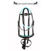 SIE EQUESTRIAN Teal Padded Fancy Stitch Leather Horse Show Bridle Anatomic Shape (Havana, Pony) view 1