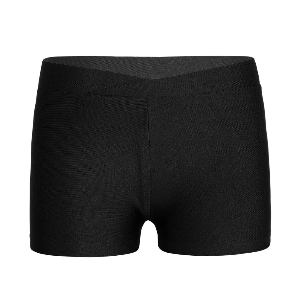 YiZYiF Kids Girls' Classics Boy Cut Soft Low Rise Gym Dance Sport Shorts Activewear Short V-Front Polyester Black 3